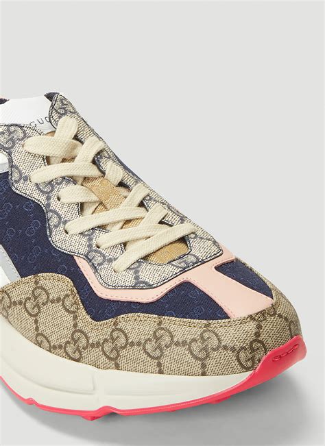 gucci rython pink track sneakers|gucci rhyton sneakers women's.